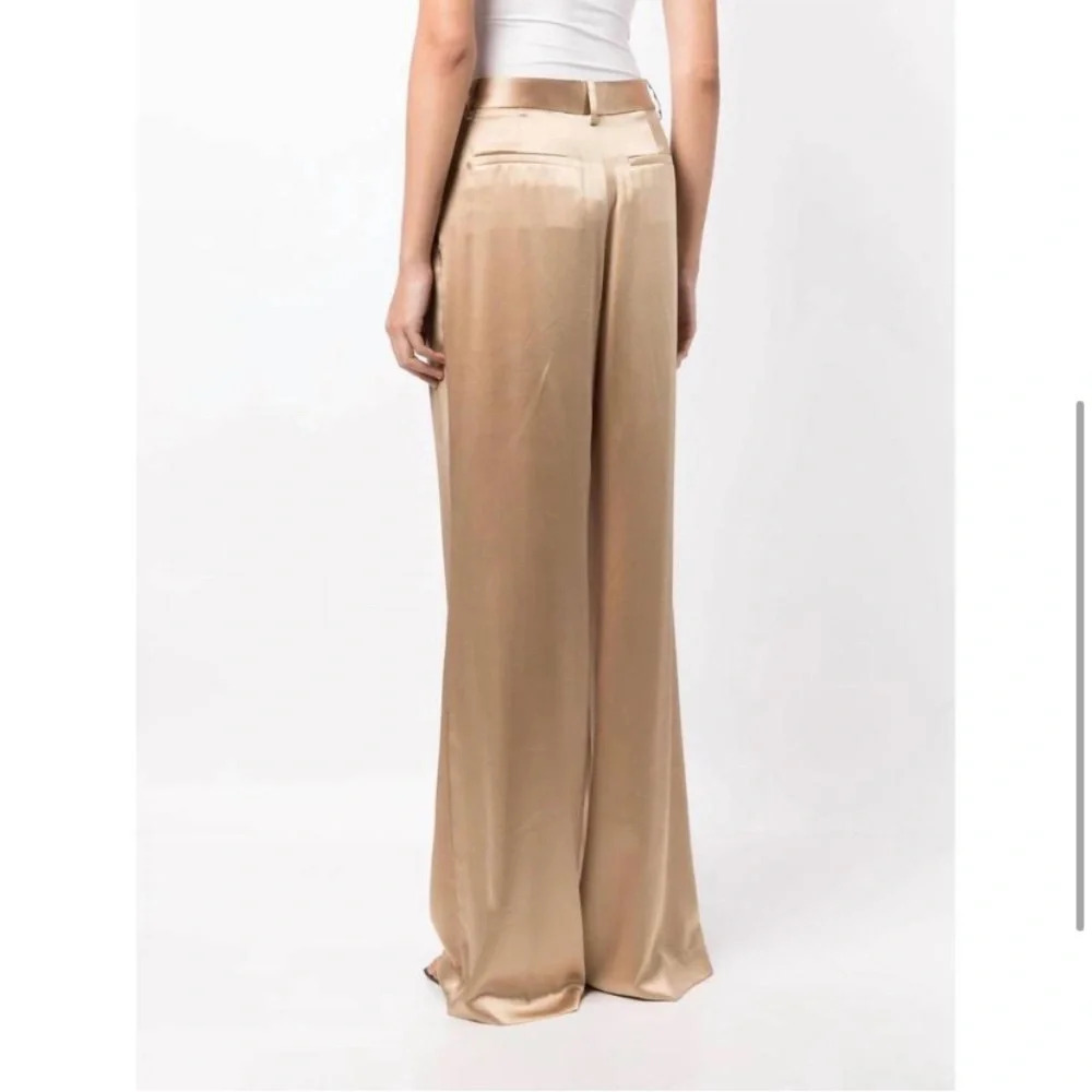 NILI LOTAN flavie pant in khaki 100% Silk Size Woman’s 8 - Picture 2 of 12